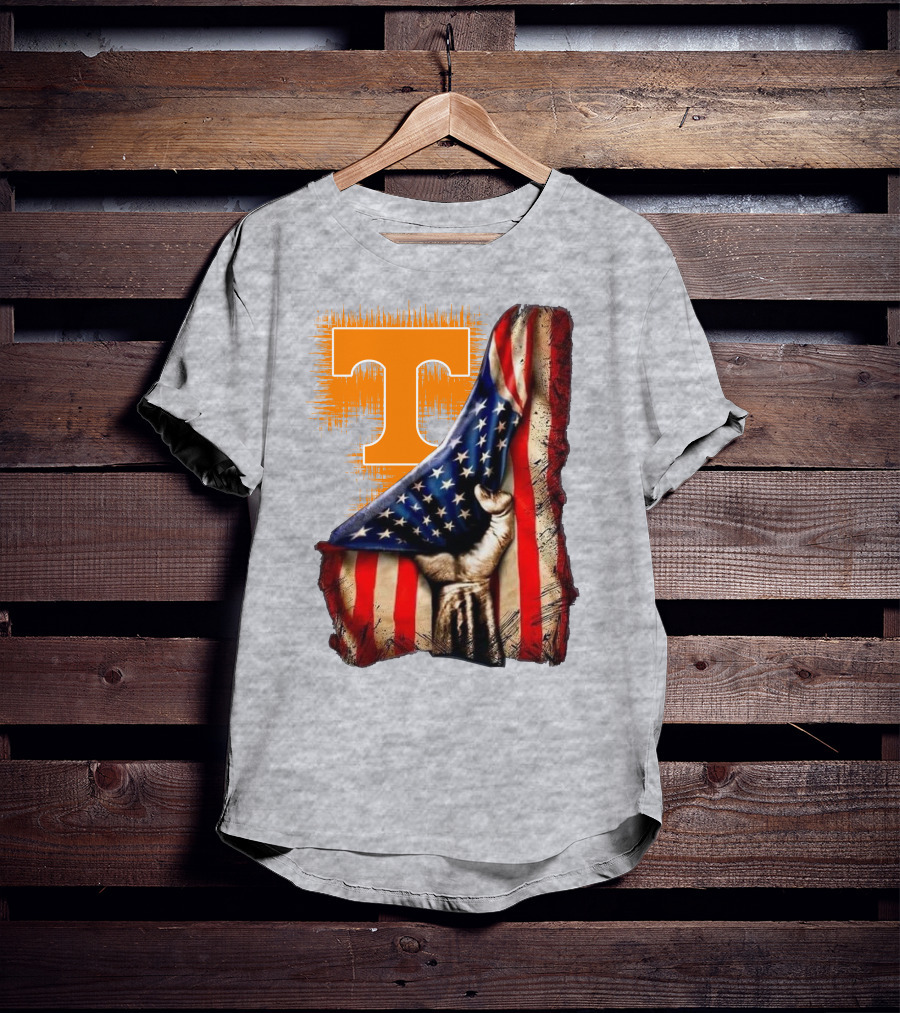 Tennessee Volunteers T Logo American Flag Fist T-Shirt