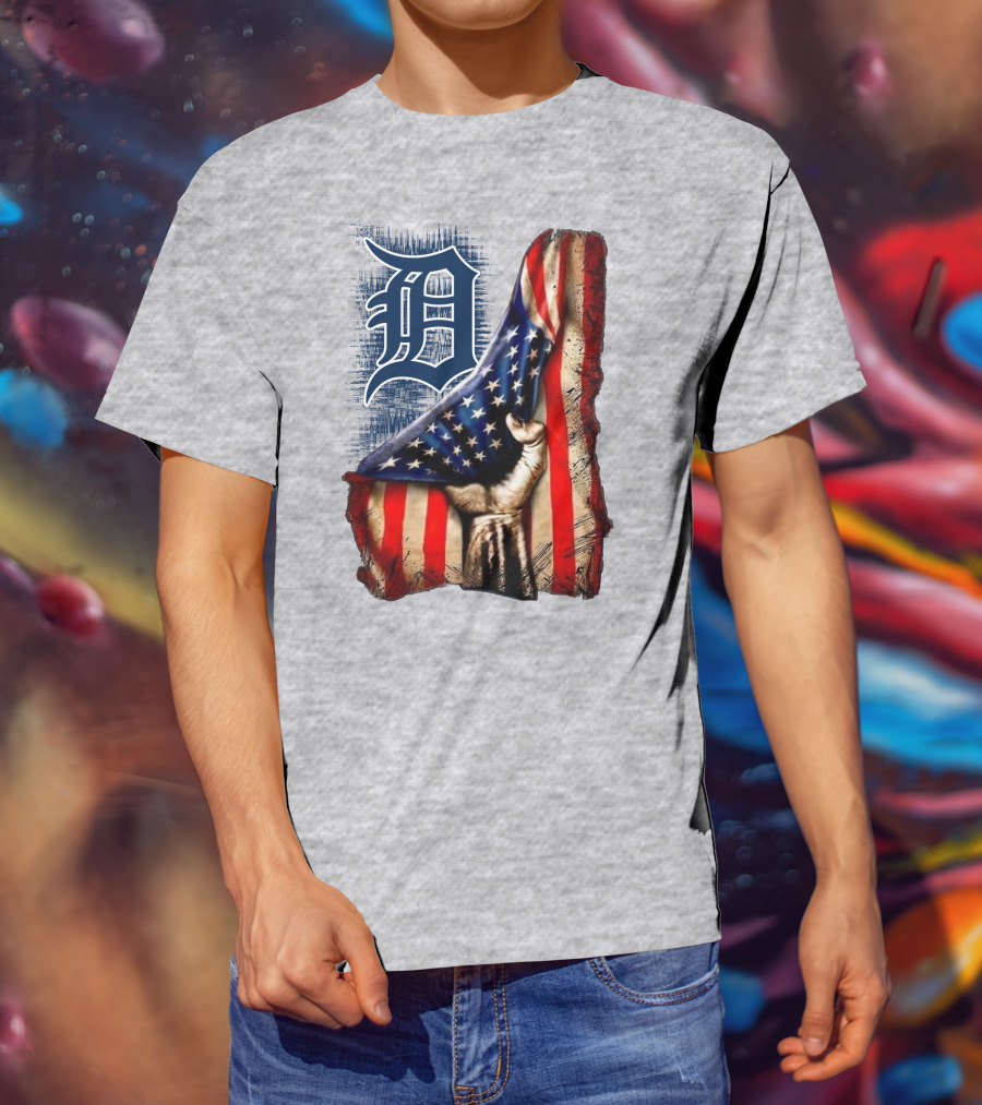 Detroit Tigers American Flag Patriotic Design 230 T-Shirt