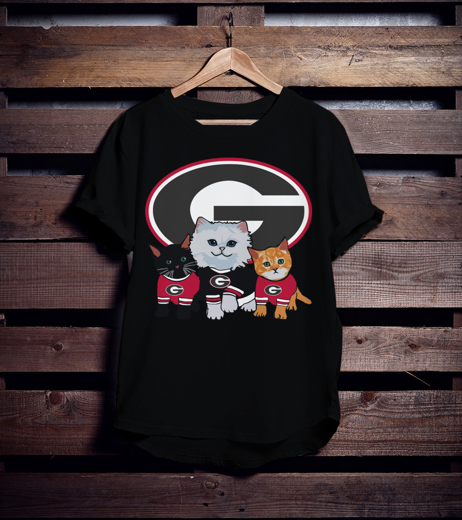Georgia Bulldogs Logo Cats In Team T-Shirt