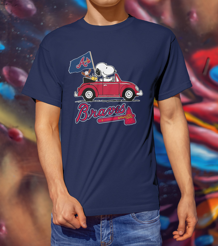Atlanta Braves Snoopy Woodstocks Car Adventure T-Shirt