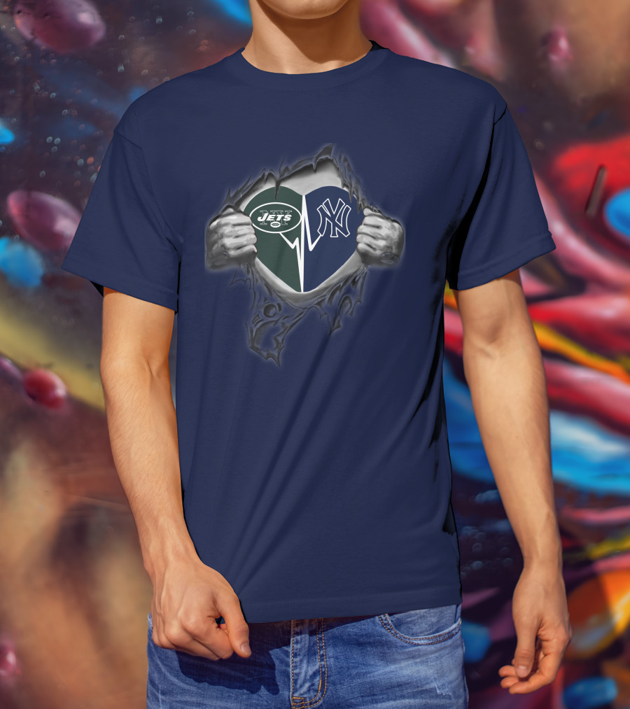 83 Jets Yankees Heart Torn Open T-Shirt