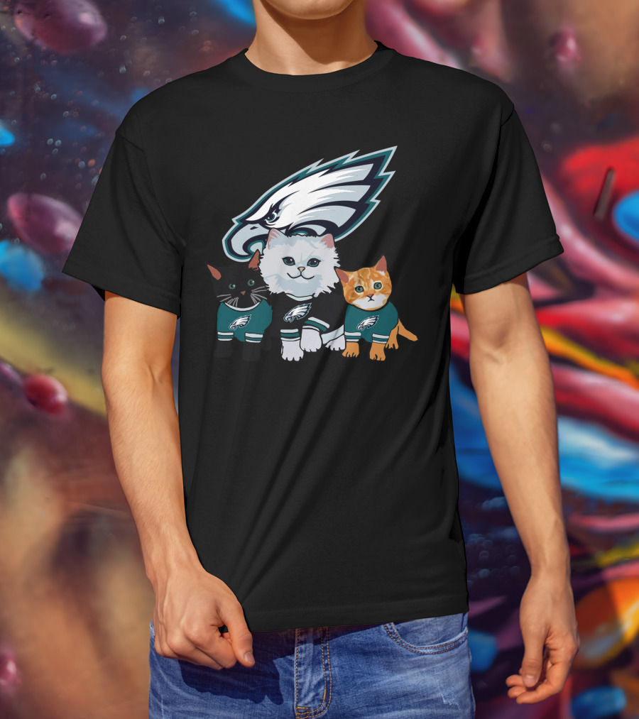 Philadelphia Eagles Cats With Team T-Shirt