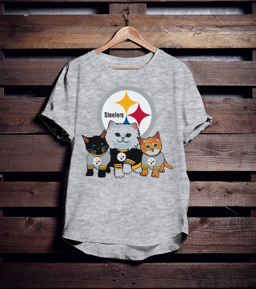 Pittsburgh Steelers Cats Trio With Team T-Shirt