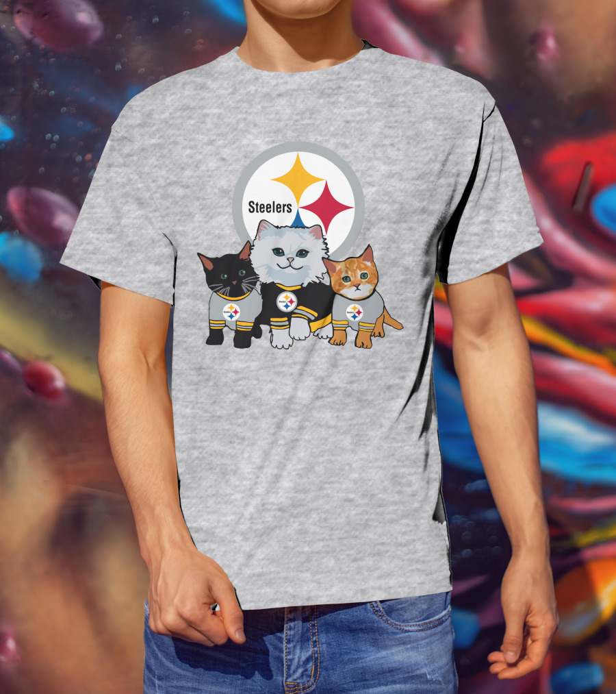 Pittsburgh Steelers Cats Trio With Team T-Shirt