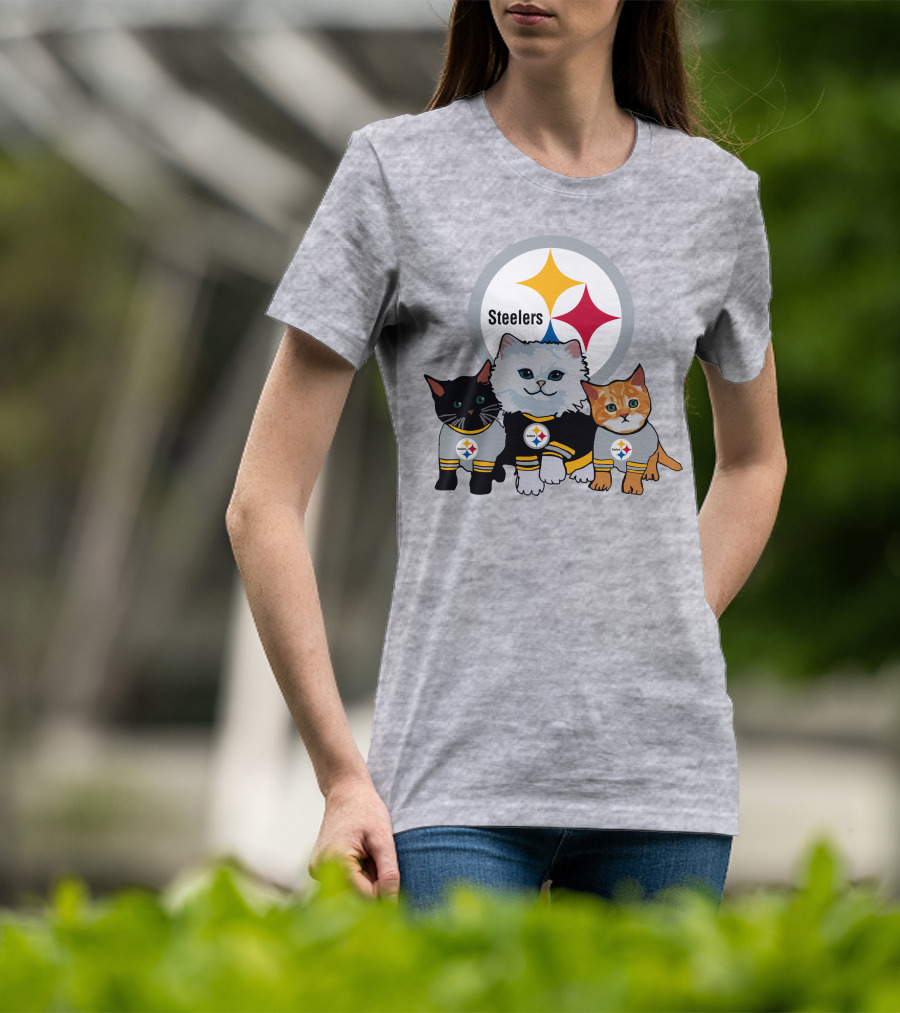 Pittsburgh Steelers Cats Trio With Team T-Shirt