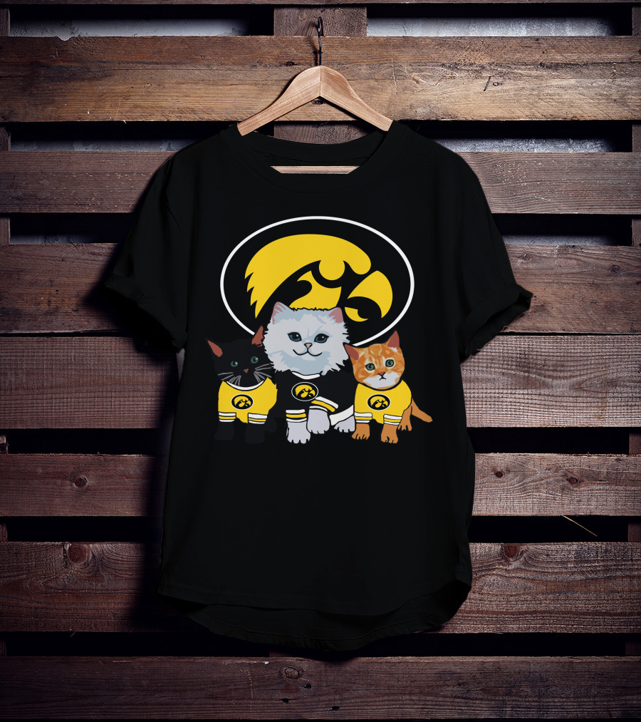 Iowa Hawkeyes Cute Cats Trio With Team T-Shirt