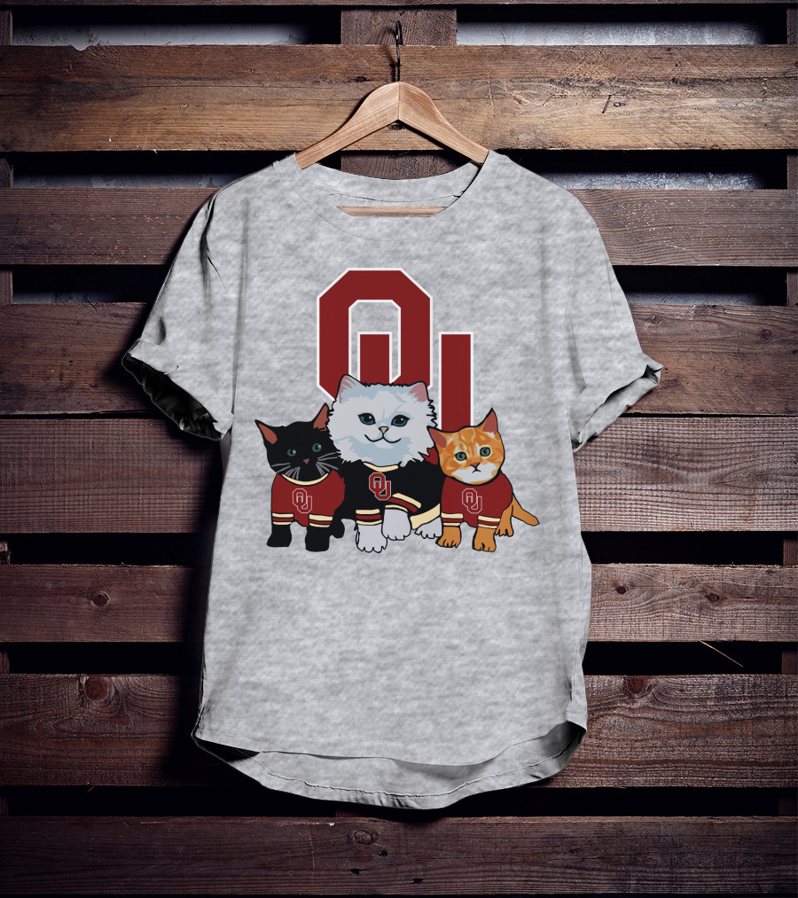 Oklahoma Sooners Cats In Team Jerseys With OU T-Shirt