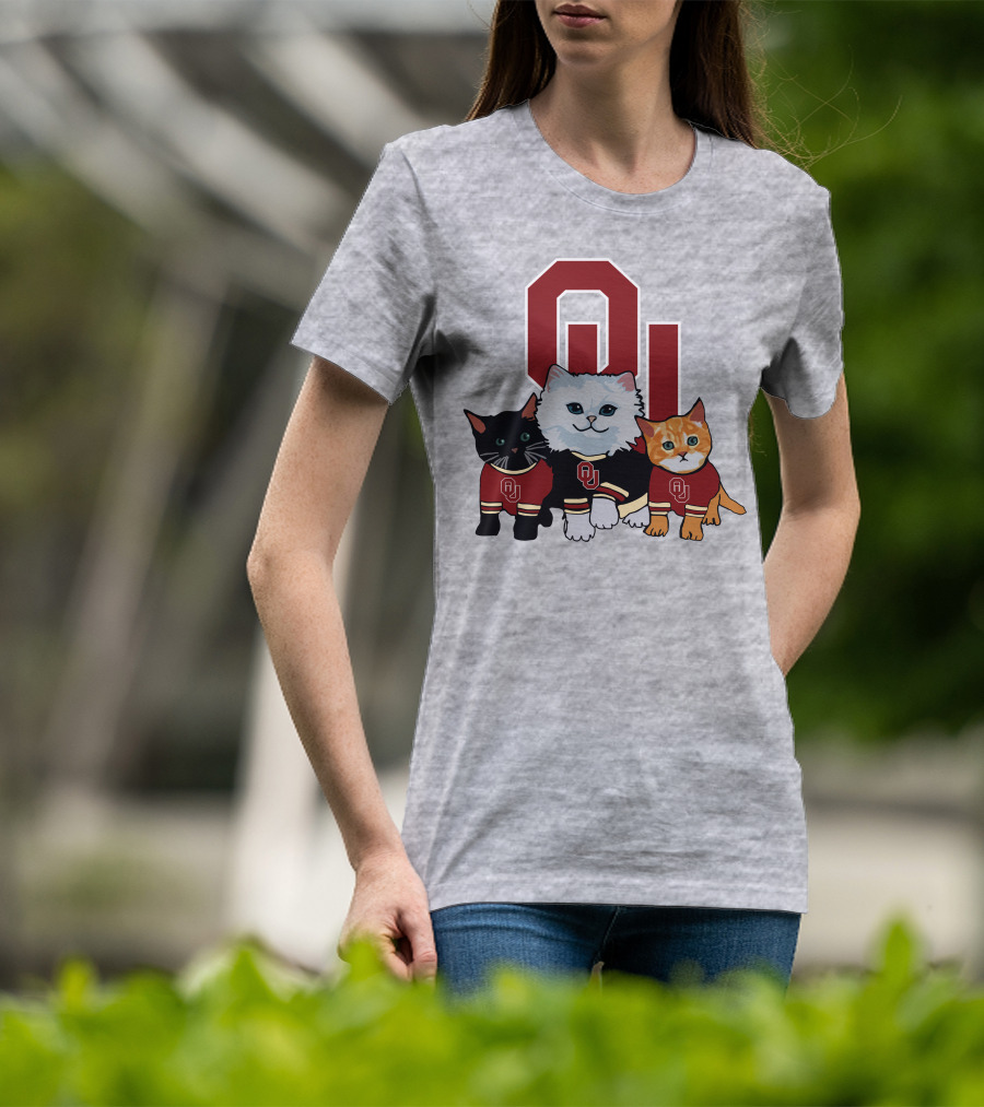 Oklahoma Sooners Cats In Team Jerseys With OU T-Shirt