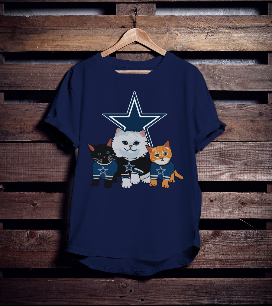 Dallas Cowboys Cute Cats With Star Logo Trio T-Shirt