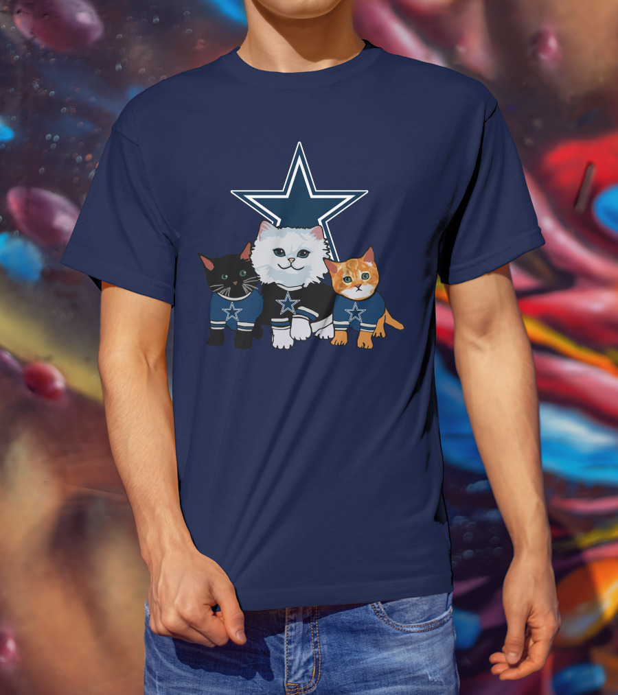 Dallas Cowboys Cute Cats With Star Logo Trio T-Shirt
