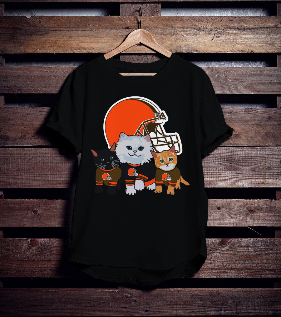 Cleveland Browns Cute Cats Football Helmet Trio T-Shirt