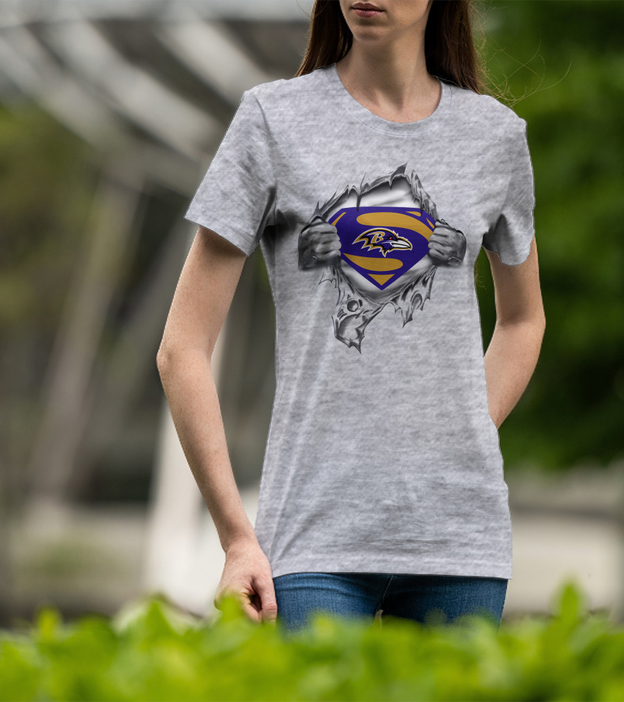 Baltimore Ravens Superman Logo Reveal T-Shirt