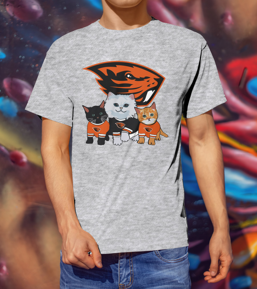 Oregon State Beavers Cats In Team Jerseys T-Shirt