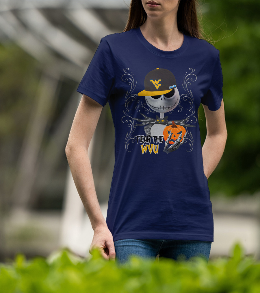 Fear The WVU Mountaineers Halloween Jack Skellington T-Shirt