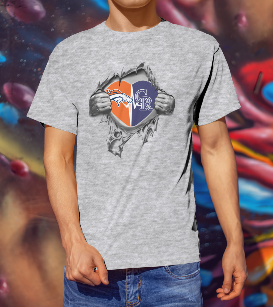 Denver Broncos Colorado Rockies Heart T-Shirt