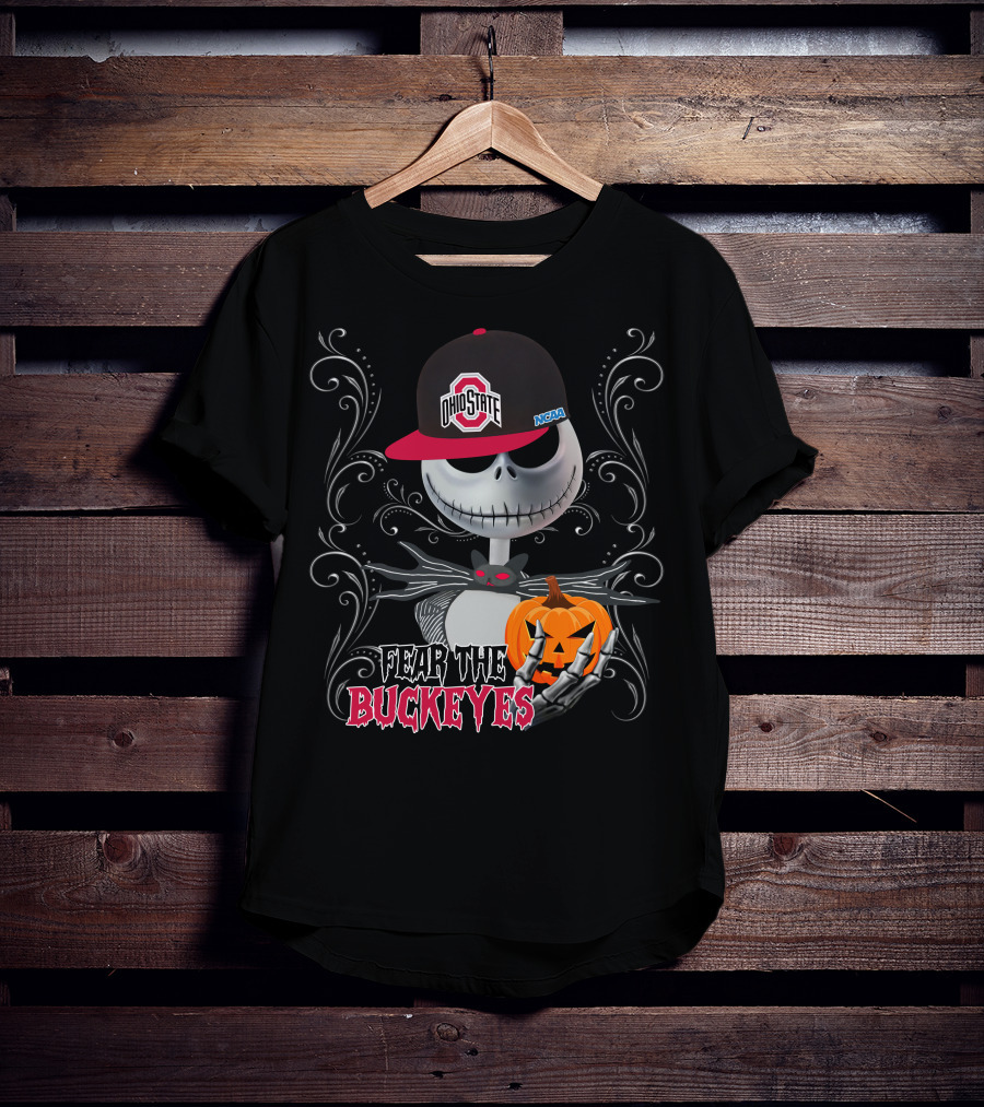 Ohio State Buckeyes Fear The Buckeyes Halloween Jack Skellington T-Shirt