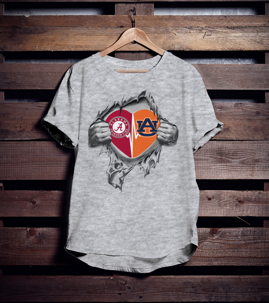 Roll Tide Auburn Alabama Crimson Tide Heart Auburn Tigers T-Shirt