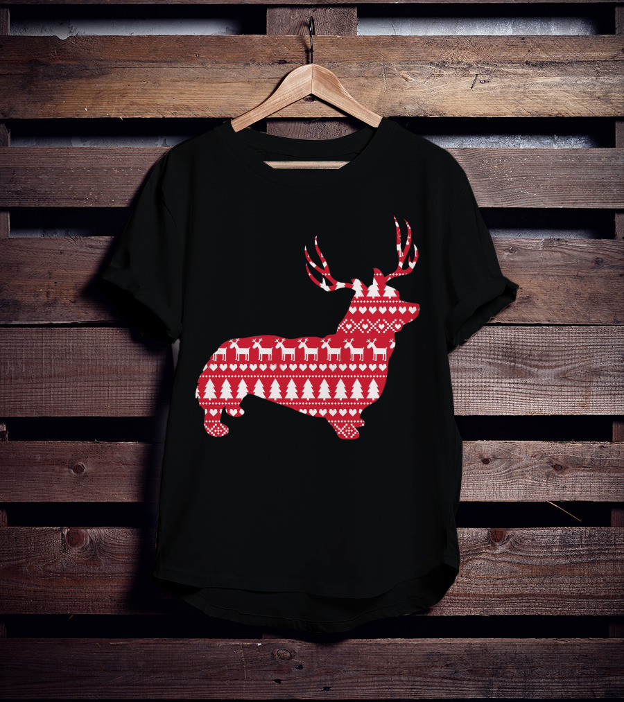 Welsh Corgi Christmas Reindeer T-Shirt
