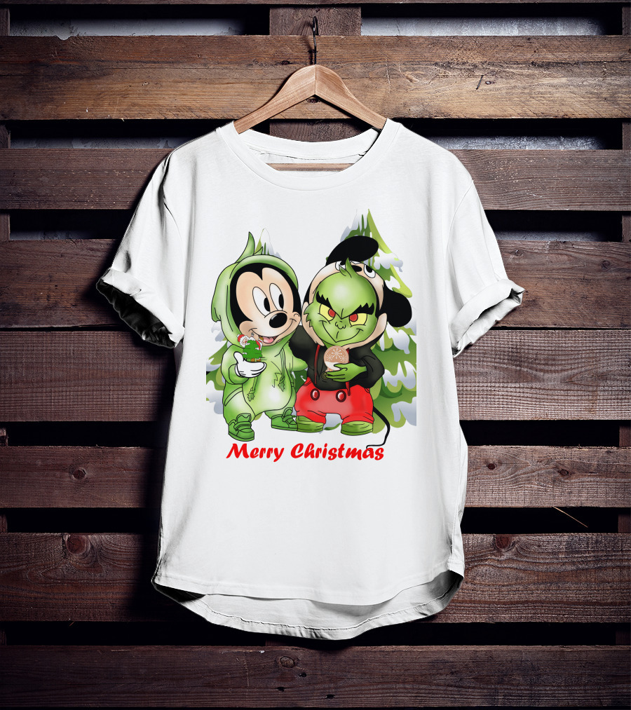 Merry Christmas The Grinch And Mickey T-Shirt