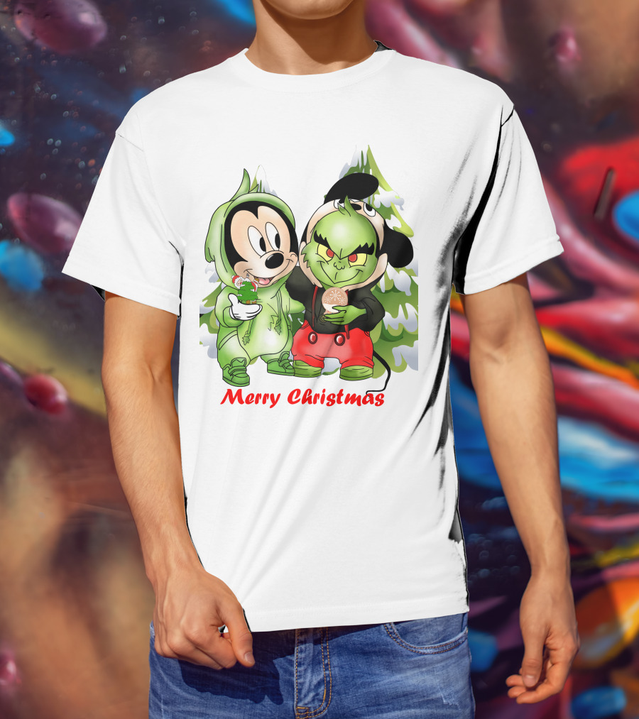 Merry Christmas The Grinch And Mickey T-Shirt
