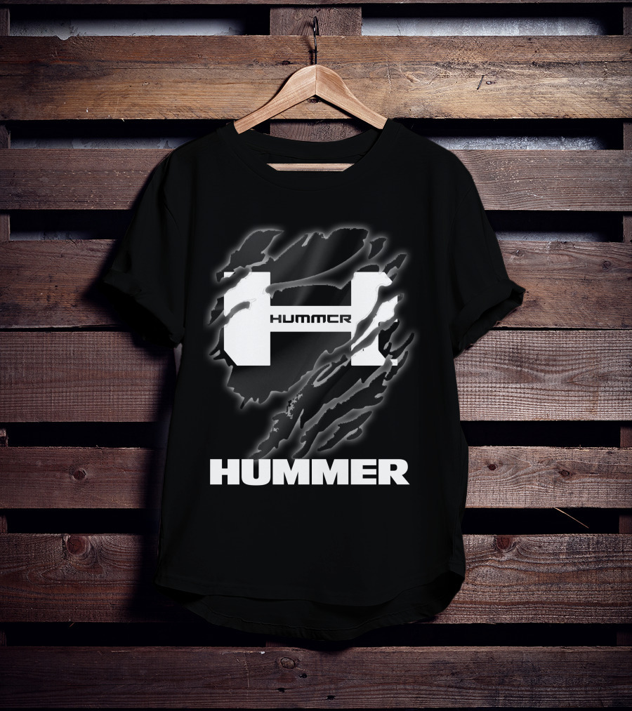 Hummer Logo With Claw Marks Text Overlay T-Shirt