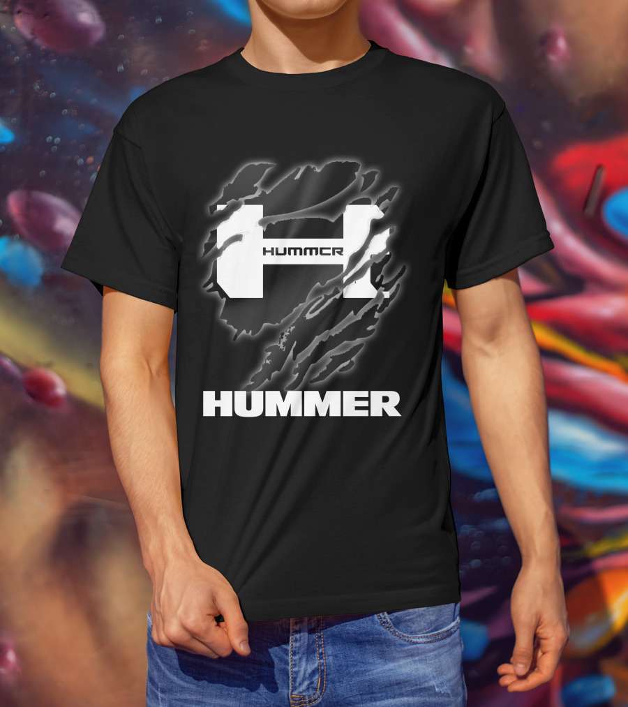 Hummer Logo With Claw Marks Text Overlay T-Shirt