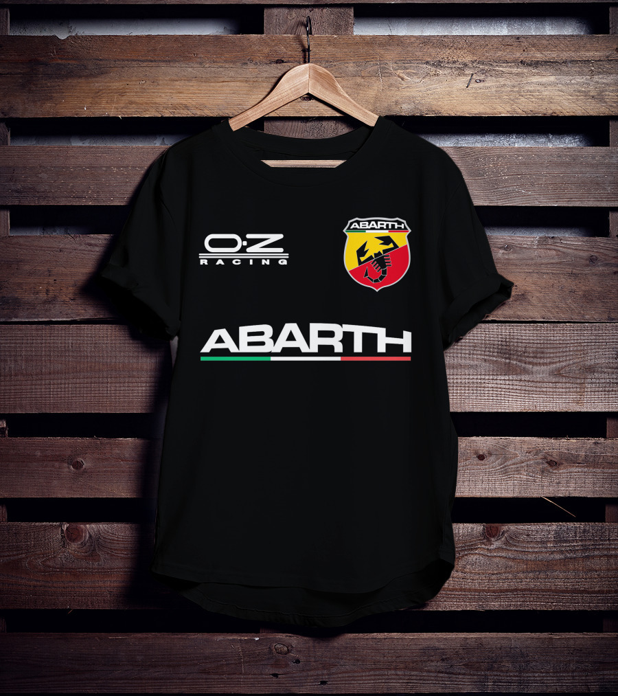O.Z Racing Abarth Logo Scorpion Emblem With Italian Flag Stripe T-Shirt
