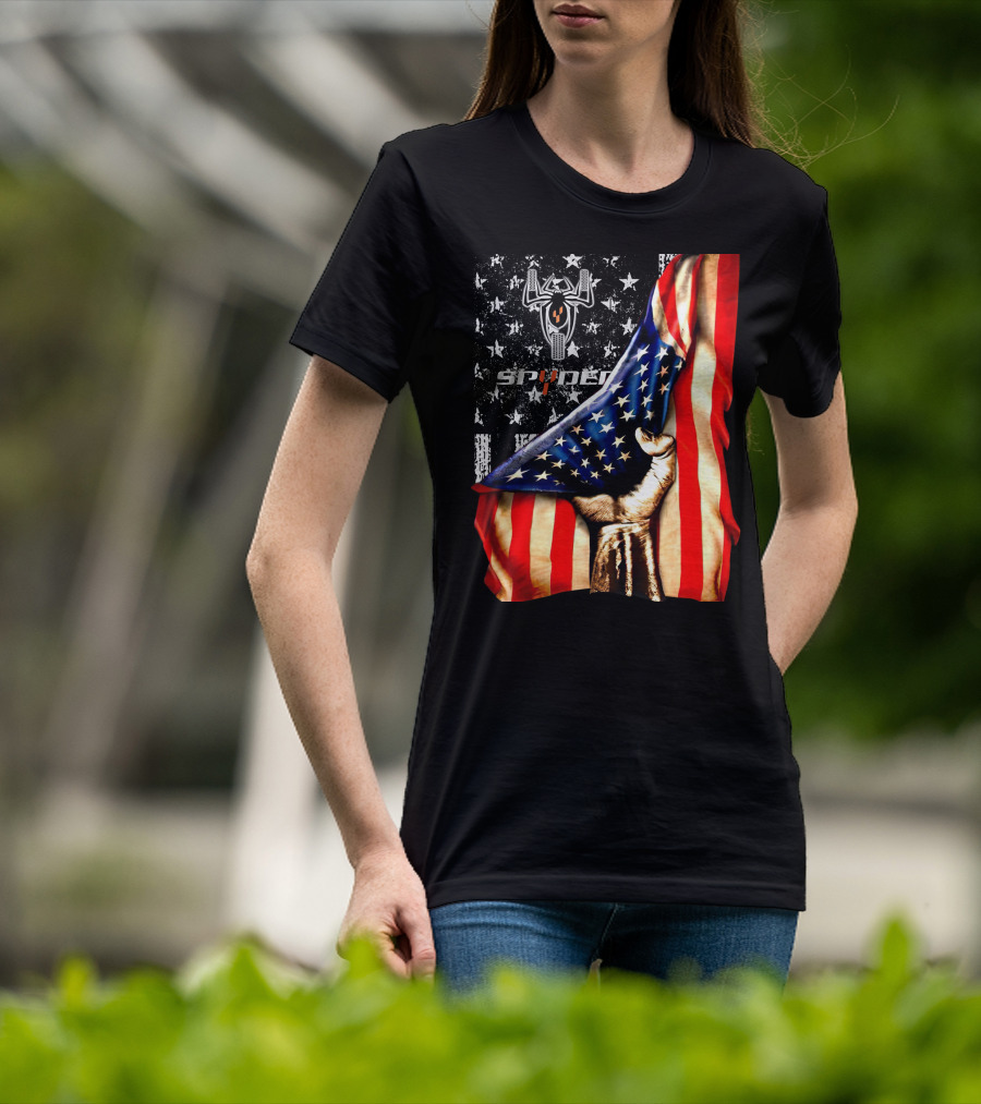 Spyder Spider Logo American Flag Hand Grasping T-Shirt