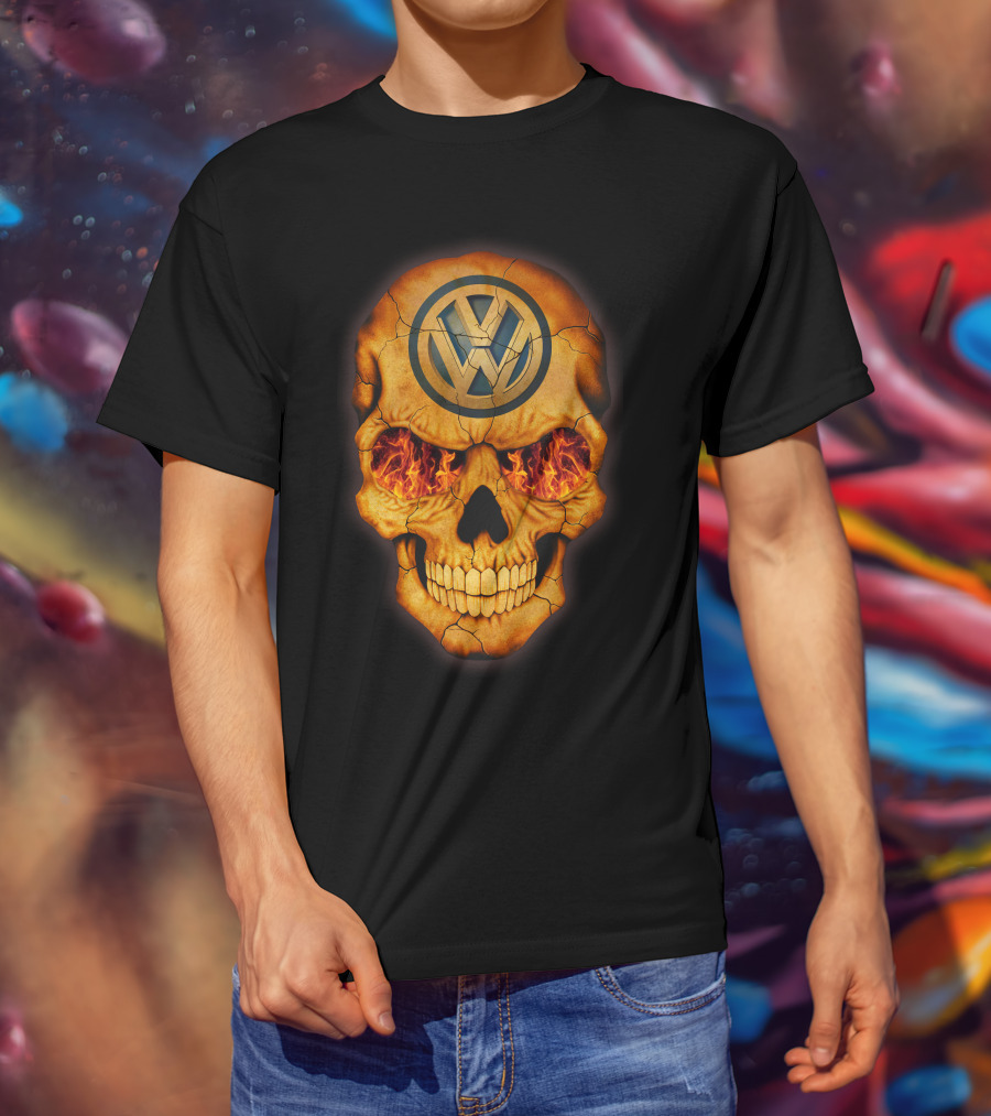 VOLKWAGEN Skull Flaming Eyes T-Shirt