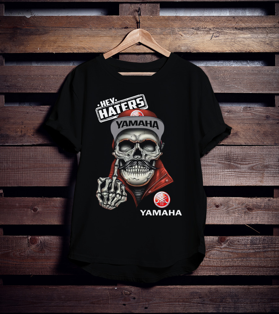 YAMAHA Hey Haters Skeleton Skull With Red Jacket And Cap T-Shirt