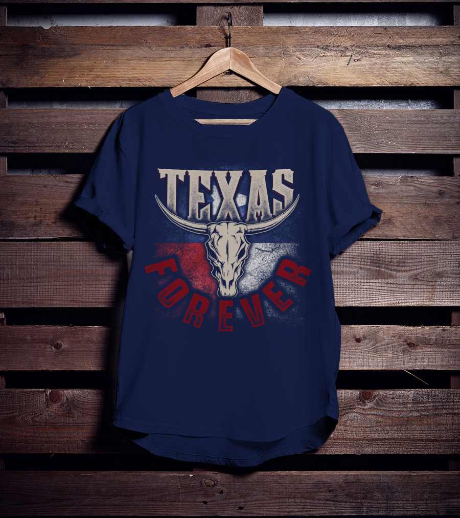 Texas Forever Longhorn Skull State Pride T-Shirt