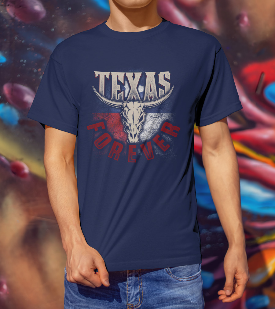 Texas Forever Longhorn Skull State Pride T-Shirt