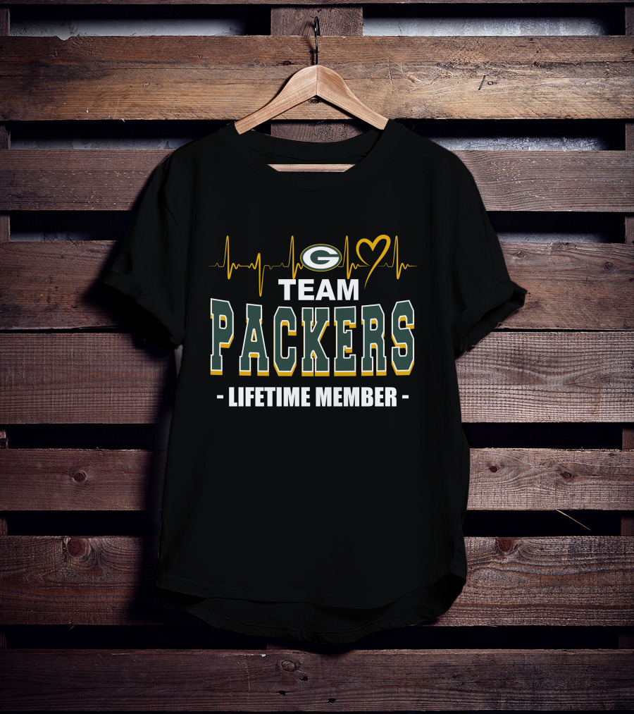 Team Packers Lifetime Member Green Bay Packers Heartbeat T-Shirt