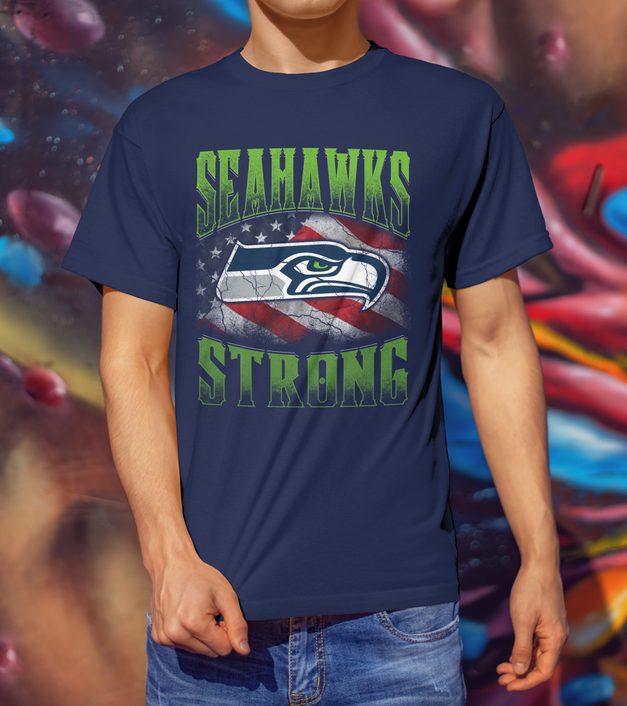 Seattle Seahawks Strong American Flag T-Shirt