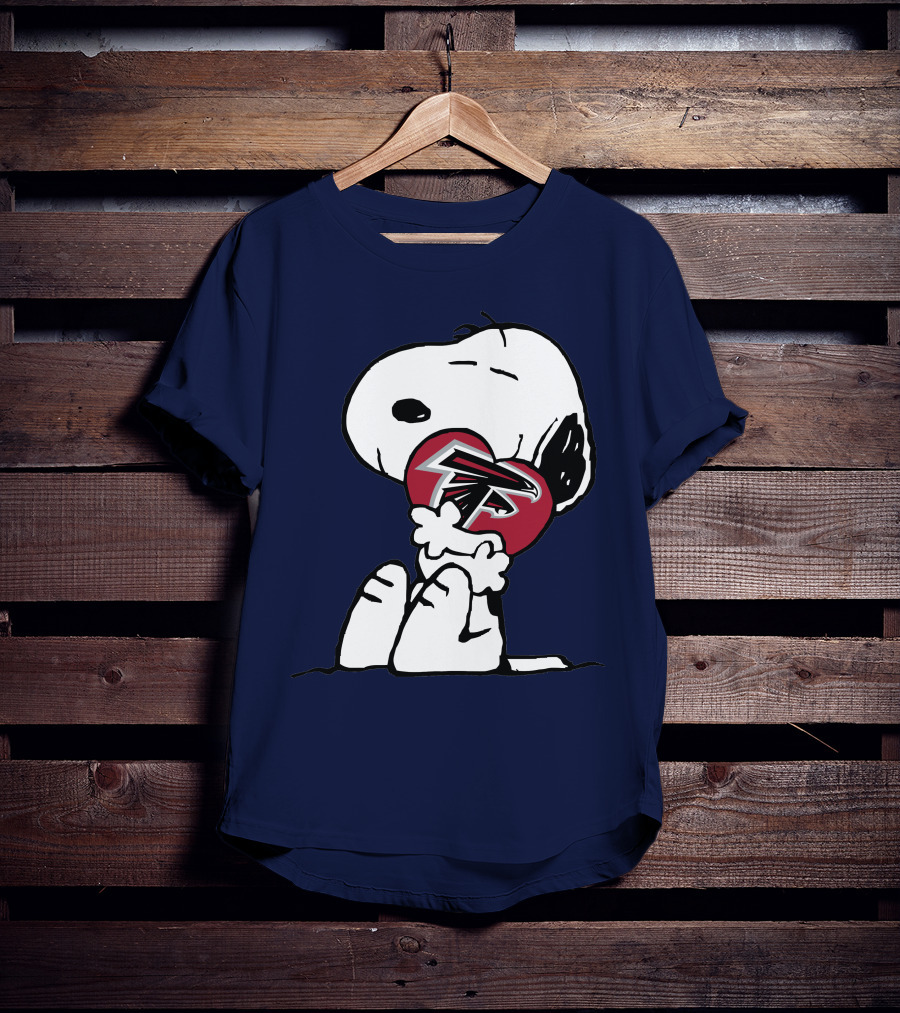 Snoopy Atlanta Falcons Logo Heart Hug T-Shirt