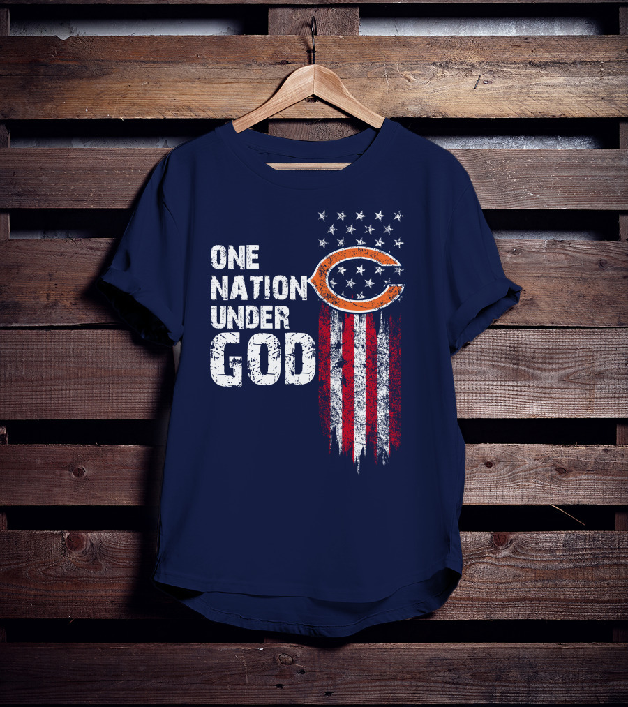 One Nation Under God Chicago Bears American Flag T-Shirt