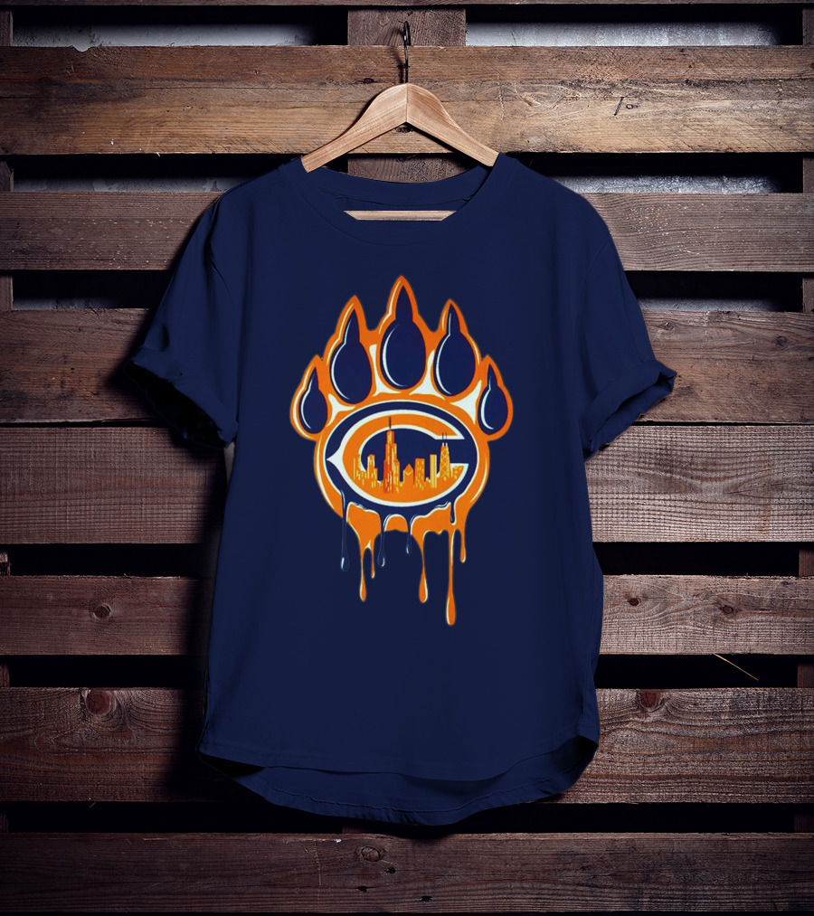 Chicago Bears Dripping Skyline Paw T-Shirt