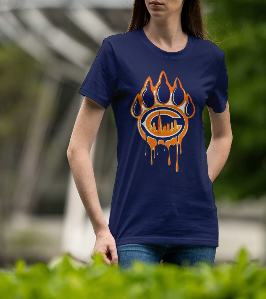 Chicago Bears Dripping Skyline Paw T-Shirt
