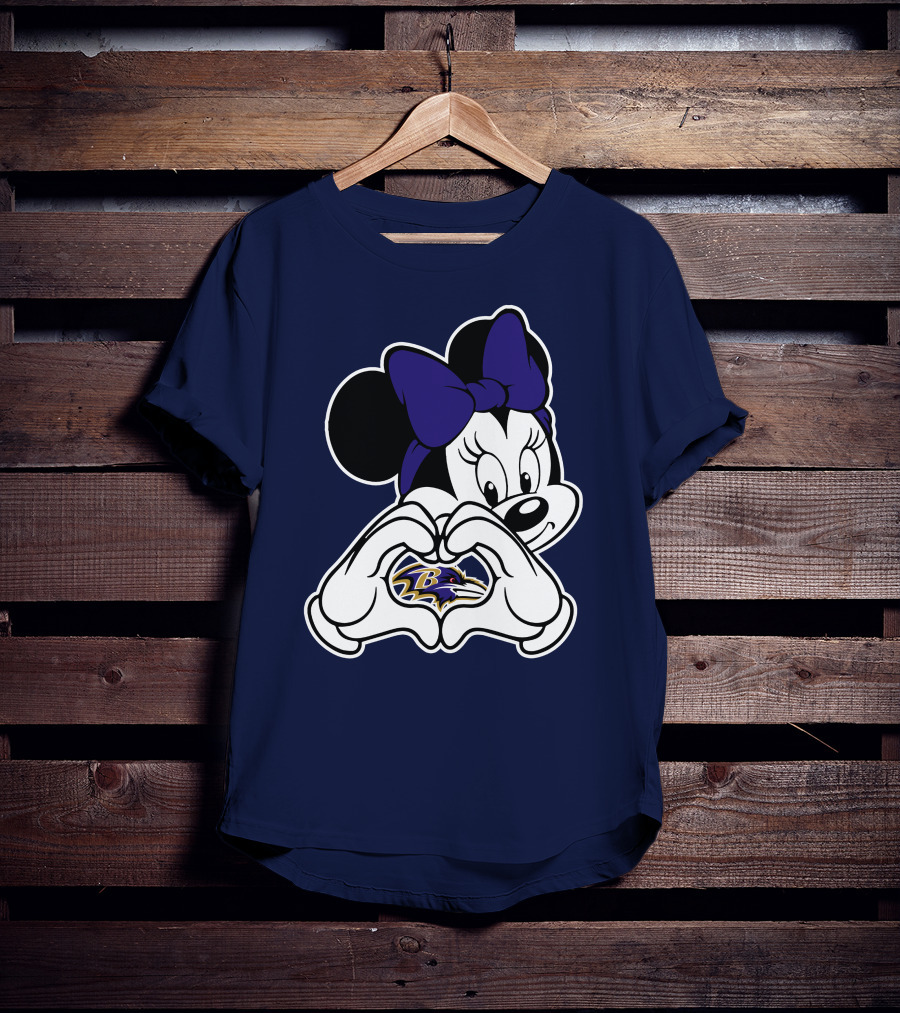 Baltimore Ravens Minnie Mouse Heart Hands T-Shirt