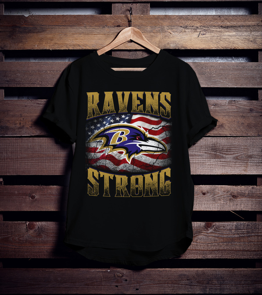 Ravens Strong Baltimore Ravens American Flag T-Shirt