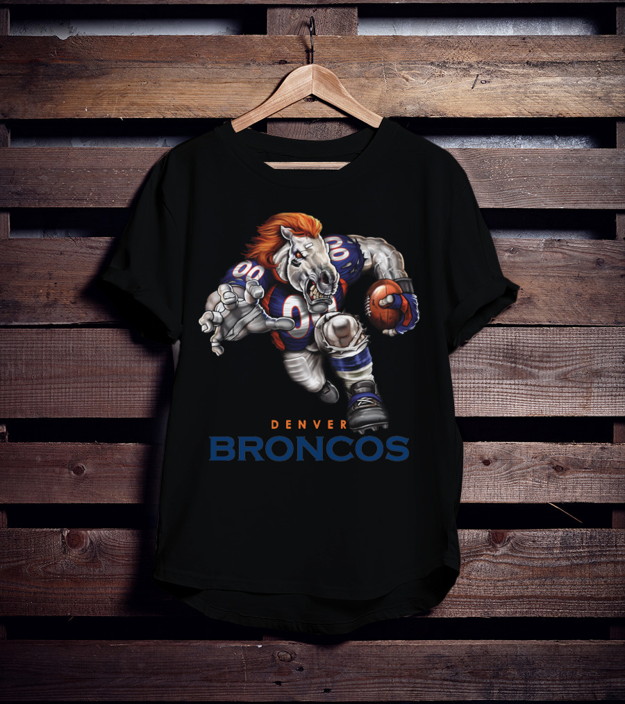 Denver Broncos Charging Horse Football Player T-Shirt