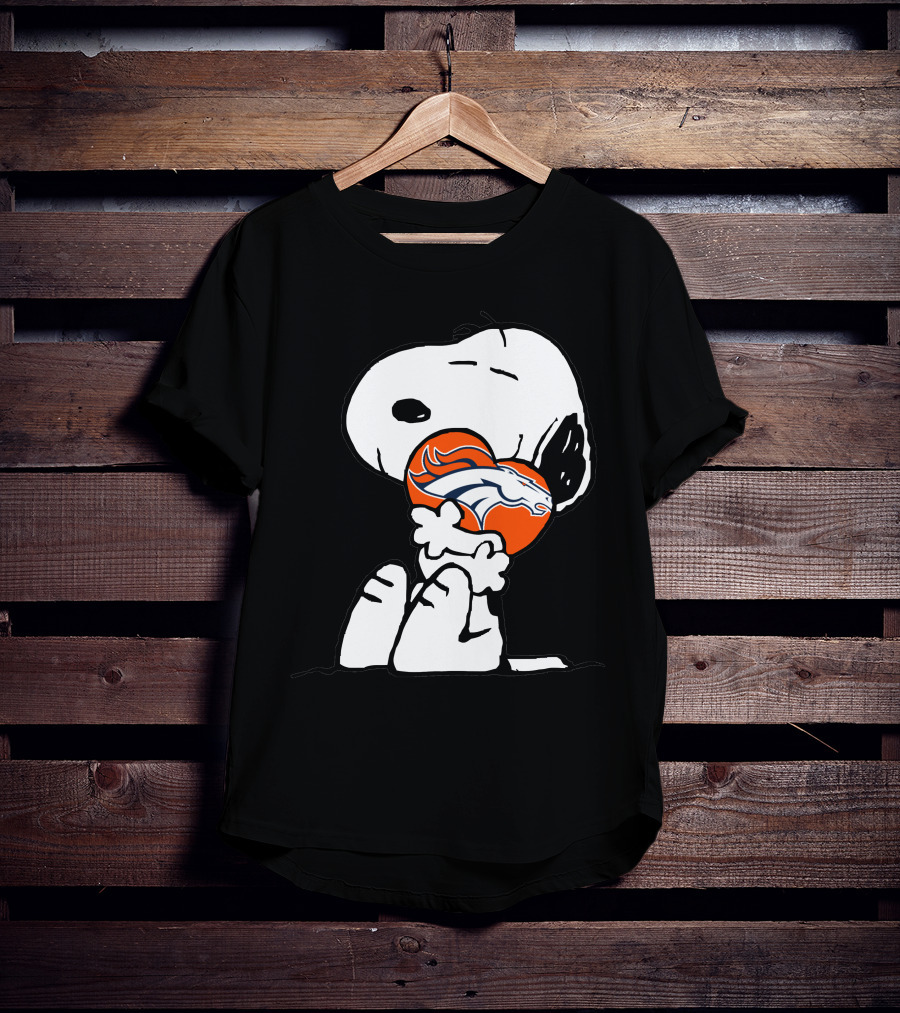 Snoopy Hugging Denver Broncos Football T-Shirt
