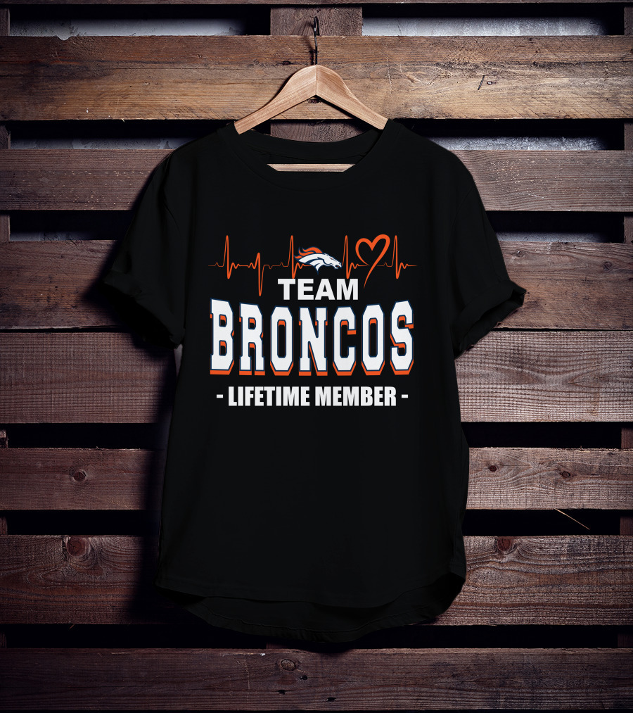 Team Broncos Lifetime Member Heartbeat T-Shirt
