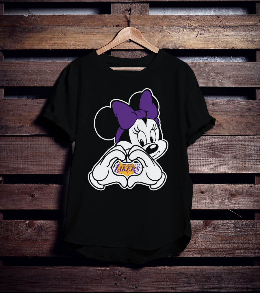 Los Angeles Lakers Minnie Mouse Heart Hands T-Shirt