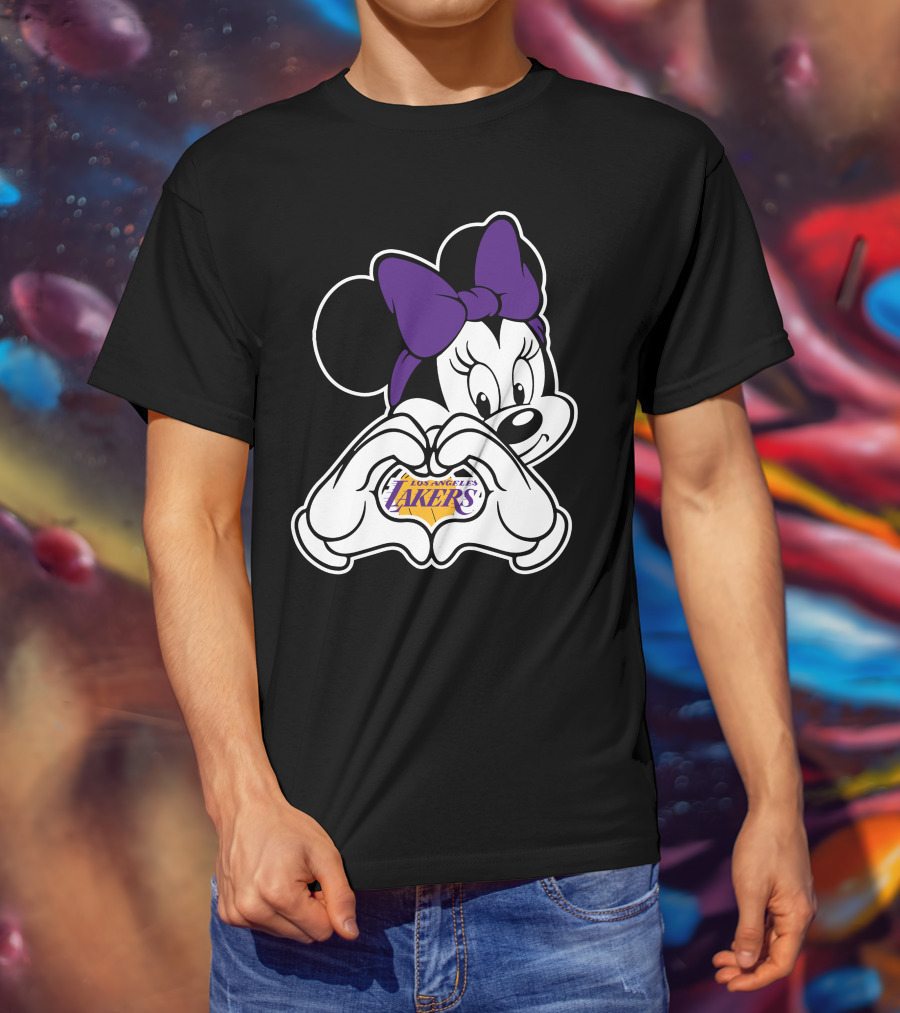 Los Angeles Lakers Minnie Mouse Heart Hands T-Shirt