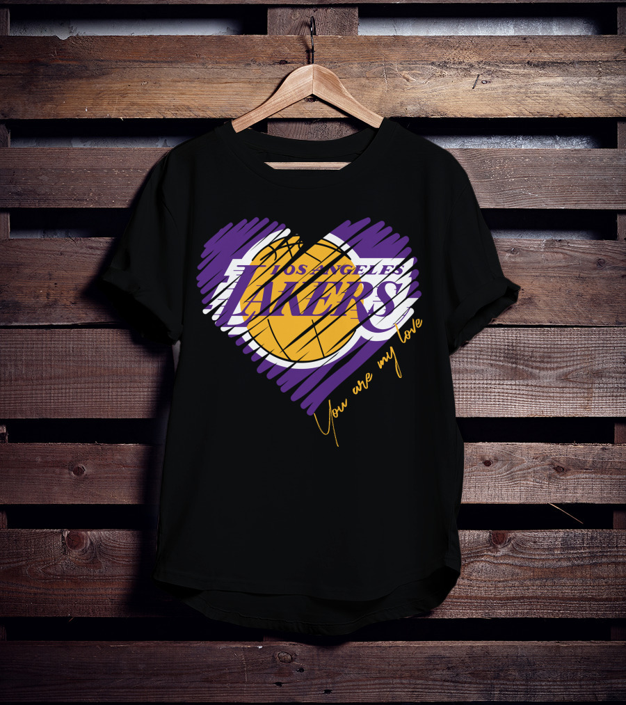 Los Angeles Lakers You Are My Love Heart Basketball T-Shirt