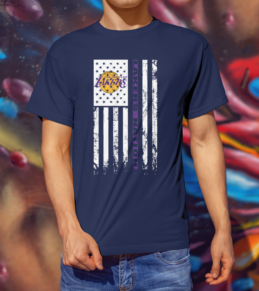 Los Angeles Lakers Nation Flag Stars Stripes T-Shirt