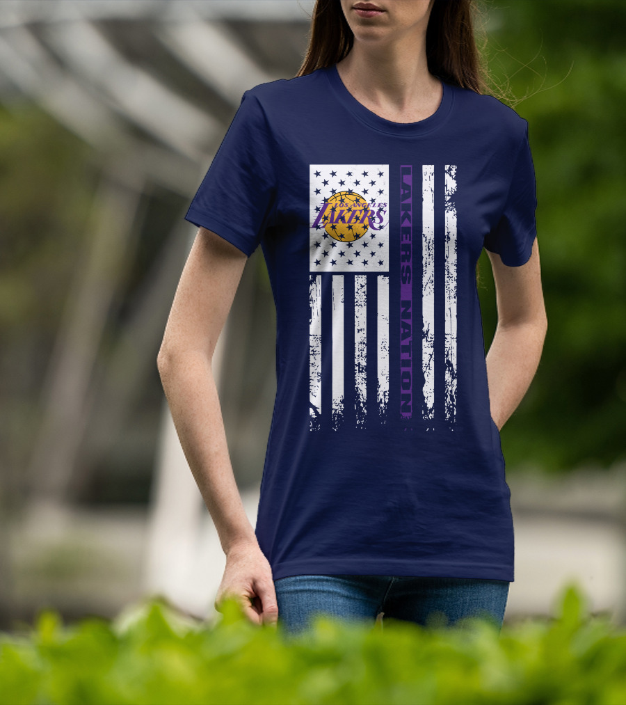 Los Angeles Lakers Nation Flag Stars Stripes T-Shirt