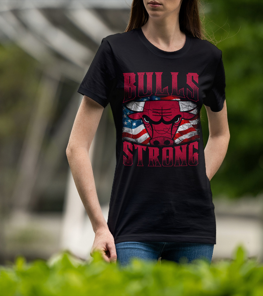 Bulls Strong American Flag Chicago Bulls T-Shirt