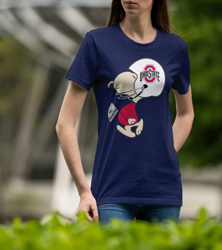 Go Buckeyes Ohio State Buckeyes Peanuts Character Football Helmet T-Shirt
